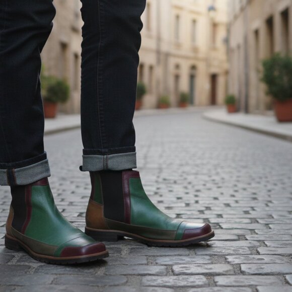 John Fluevog Chelsea-style Multicolor Leather Ankle Boots - Picture 8 of 8